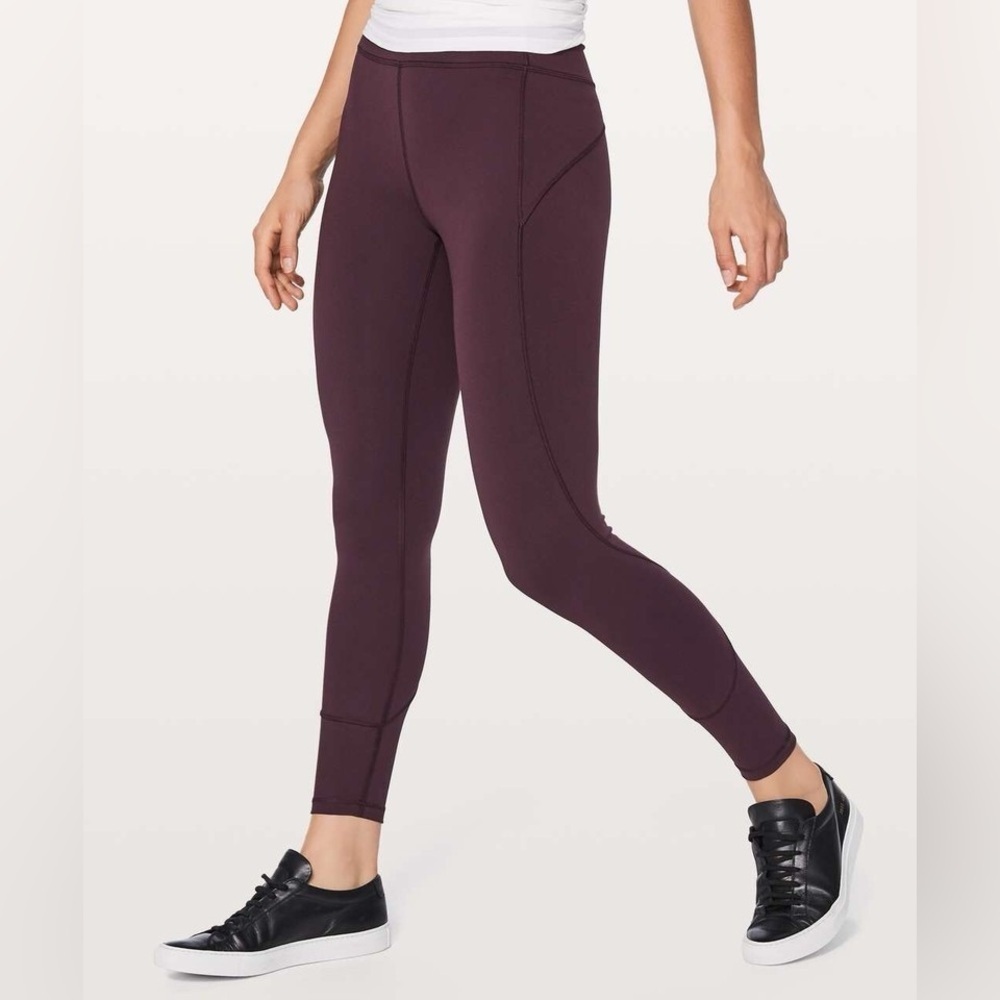 Lululemon Women's Size 10 In Movement Tights Everlux Leggings In Black Cherry - Picture 6 of 12